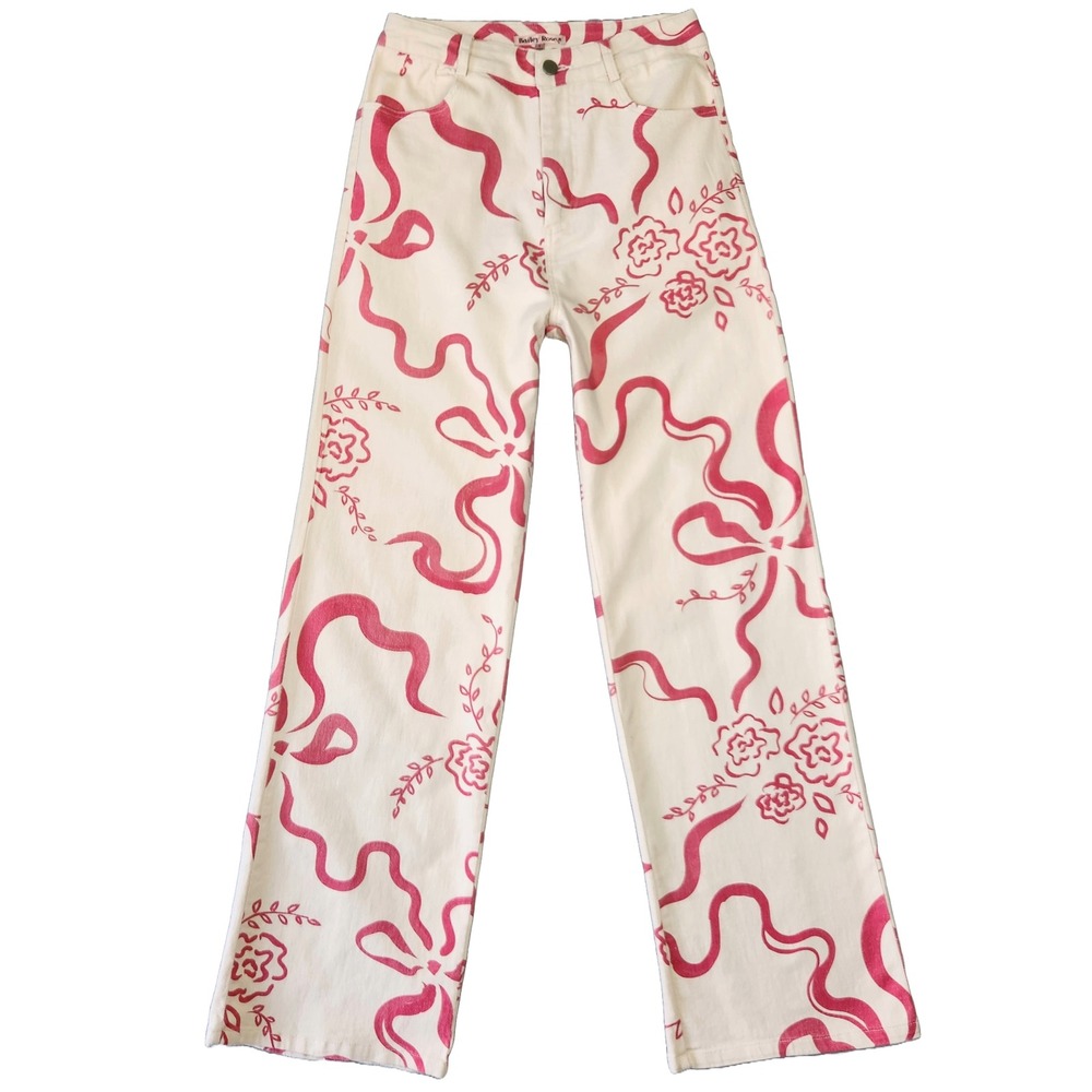 Bailey Rose Jeans Women S Wide Leg High Waisted Floral Festival Indie Boho Retro